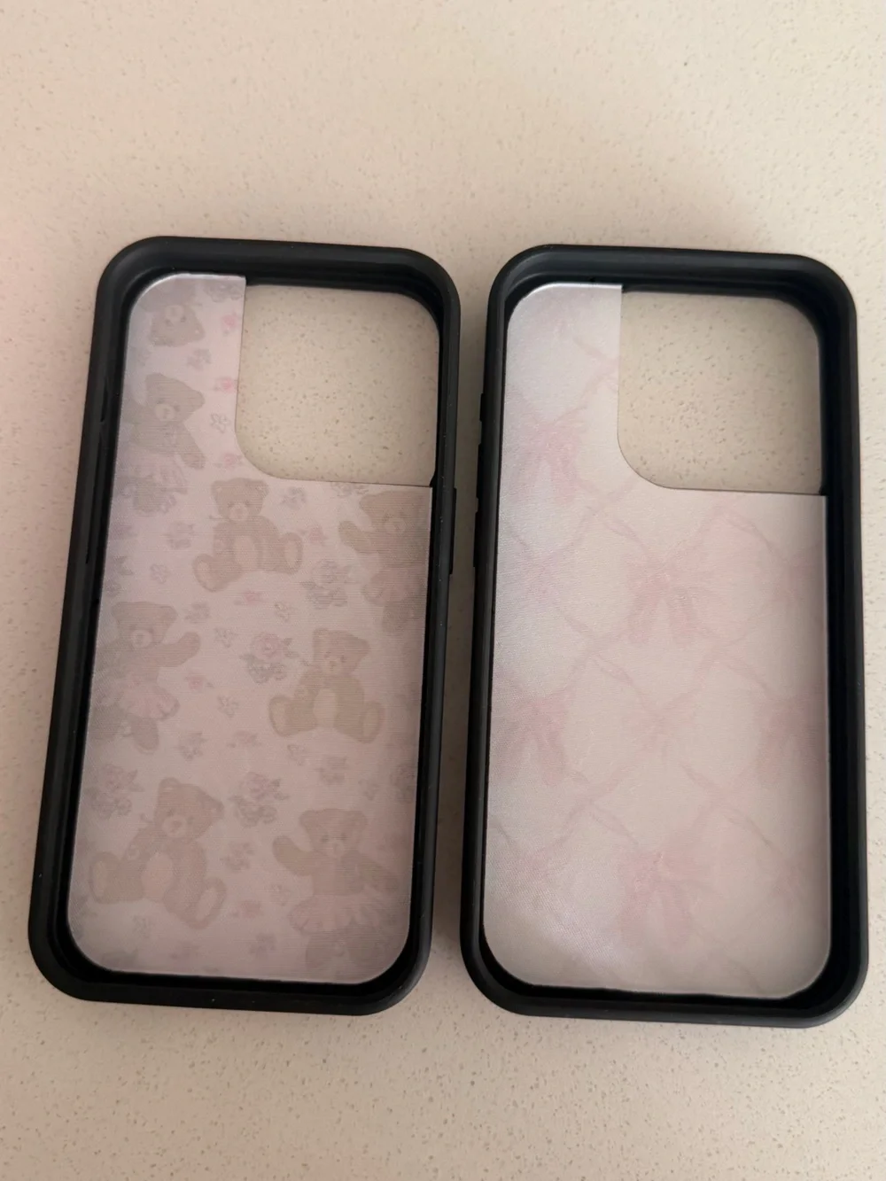 Pink Teddy Bear & Bow Pattern Phone Cases Bundle for iPhone 16 Pro
